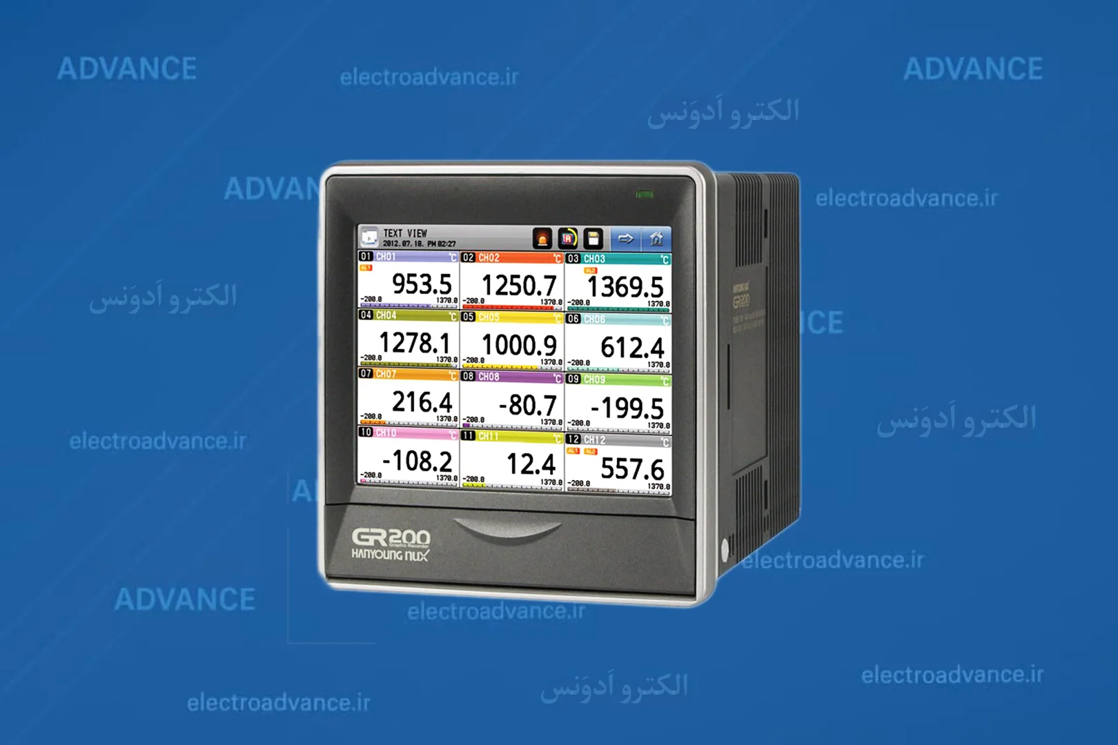 ثبات و رکوردر 12 کانال دما مدل GR200A-1221 هانیانگ 1 رکوردر 12 کانال دما مدل GR200A-1221